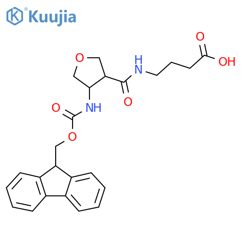 4-{4-({(9H-fluoren-9-yl)methoxycarbonyl}amino)oxolan-3-ylformamido}butanoic acid structure