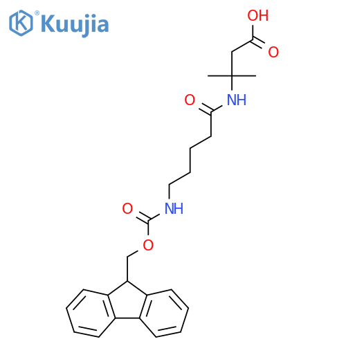 3-5-({(9H-fluoren-9-yl)methoxycarbonyl}amino)pentanamido-3-methylbutanoic acid structure