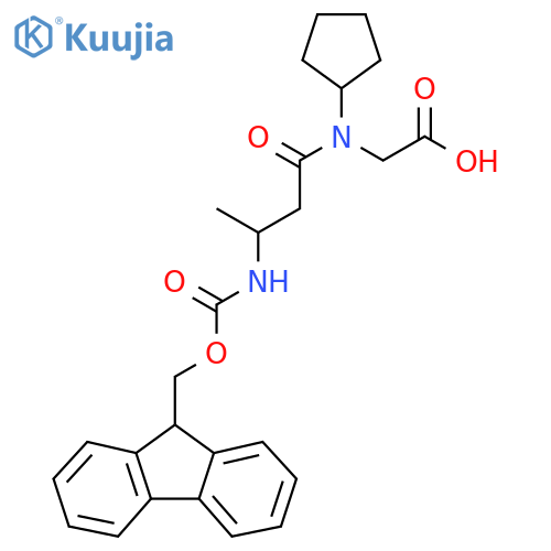 2-N-cyclopentyl-3-({(9H-fluoren-9-yl)methoxycarbonyl}amino)butanamidoacetic acid structure