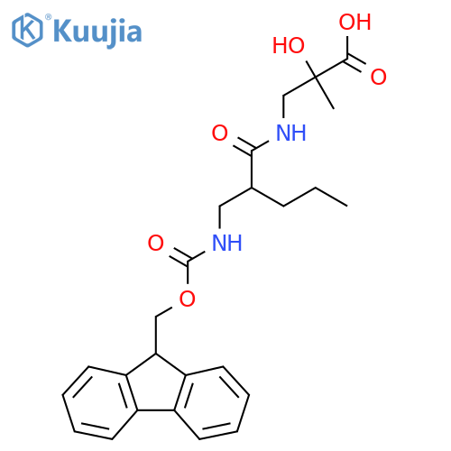 3-{2-({(9H-fluoren-9-yl)methoxycarbonyl}amino)methylpentanamido}-2-hydroxy-2-methylpropanoic acid structure