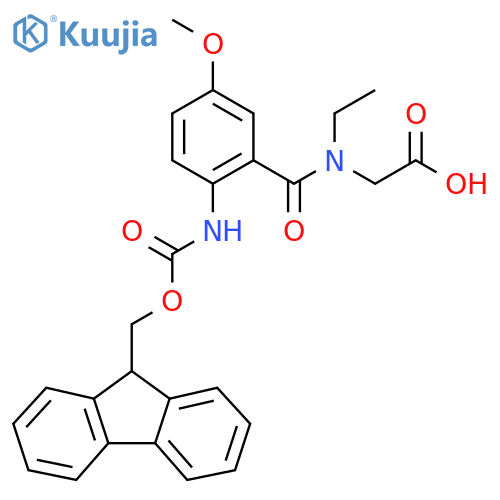 2-{N-ethyl-1-2-({(9H-fluoren-9-yl)methoxycarbonyl}amino)-5-methoxyphenylformamido}acetic acid structure
