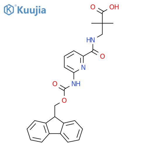3-{6-({(9H-fluoren-9-yl)methoxycarbonyl}amino)pyridin-2-ylformamido}-2,2-dimethylpropanoic acid structure