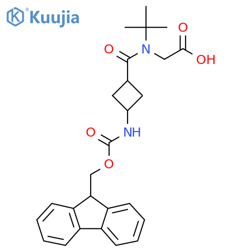 2-{N-tert-butyl-1-3-({(9H-fluoren-9-yl)methoxycarbonyl}amino)cyclobutylformamido}acetic acid structure