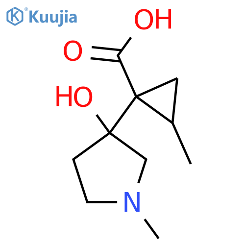 1-(3-hydroxy-1-methylpyrrolidin-3-yl)-2-methylcyclopropane-1-carboxylic acid structure