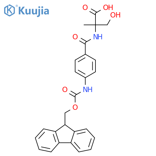 2-{4-({(9H-fluoren-9-yl)methoxycarbonyl}amino)phenylformamido}-3-hydroxy-2-methylpropanoic acid structure