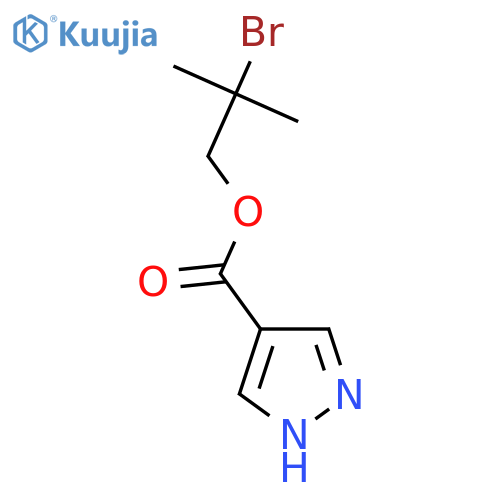 2-bromo-2-methylpropyl 1H-pyrazole-4-carboxylate structure