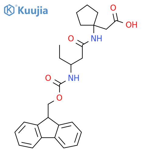 2-{1-3-({(9H-fluoren-9-yl)methoxycarbonyl}amino)pentanamidocyclopentyl}acetic acid structure