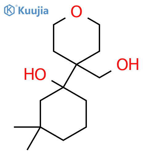 1-4-(hydroxymethyl)oxan-4-yl-3,3-dimethylcyclohexan-1-ol structure