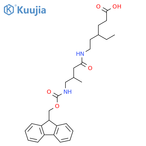 4-ethyl-6-4-({(9H-fluoren-9-yl)methoxycarbonyl}amino)-3-methylbutanamidohexanoic acid structure