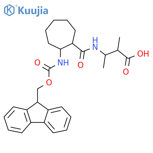 3-{2-({(9H-fluoren-9-yl)methoxycarbonyl}amino)cycloheptylformamido}-2-methylbutanoic acid structure
