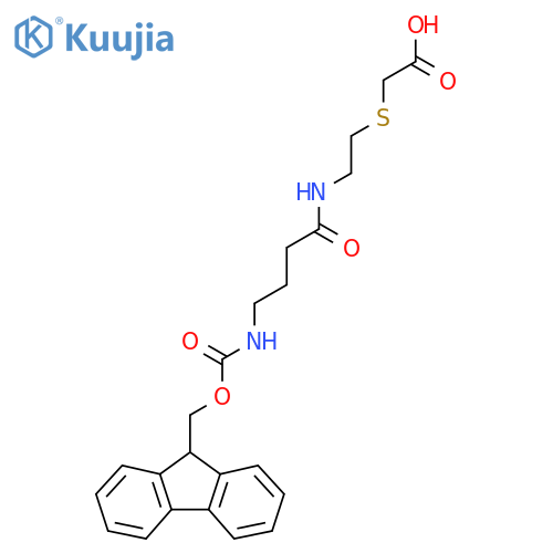 2-({2-4-({(9H-fluoren-9-yl)methoxycarbonyl}amino)butanamidoethyl}sulfanyl)acetic acid structure