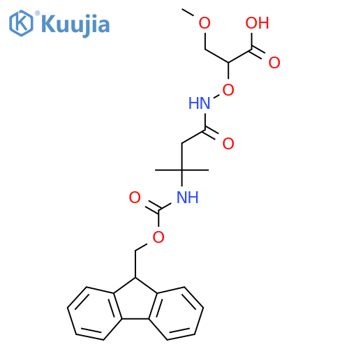 2-{3-({(9H-fluoren-9-yl)methoxycarbonyl}amino)-3-methylbutanamidooxy}-3-methoxypropanoic acid structure
