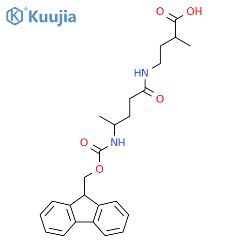 4-4-({(9H-fluoren-9-yl)methoxycarbonyl}amino)pentanamido-2-methylbutanoic acid structure