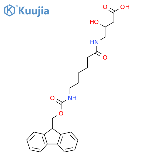 4-6-({(9H-fluoren-9-yl)methoxycarbonyl}amino)hexanamido-3-hydroxybutanoic acid structure