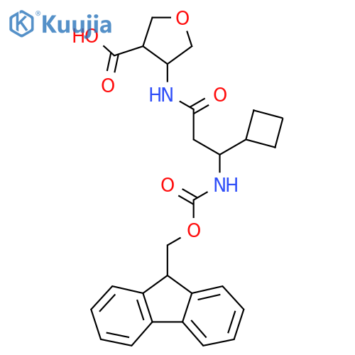 4-3-cyclobutyl-3-({(9H-fluoren-9-yl)methoxycarbonyl}amino)propanamidooxolane-3-carboxylic acid structure