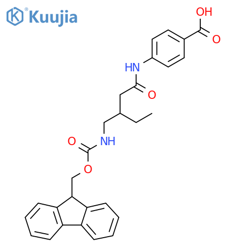 4-{3-({(9H-fluoren-9-yl)methoxycarbonyl}amino)methylpentanamido}benzoic acid structure