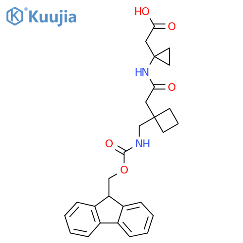2-1-(2-{1-({(9H-fluoren-9-yl)methoxycarbonyl}amino)methylcyclobutyl}acetamido)cyclopropylacetic acid structure