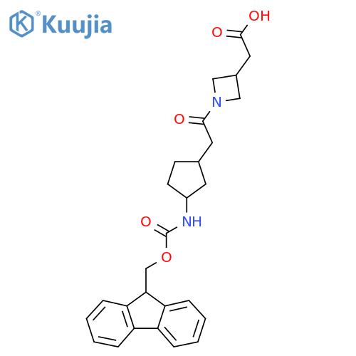 2-(1-{2-3-({(9H-fluoren-9-yl)methoxycarbonyl}amino)cyclopentylacetyl}azetidin-3-yl)acetic acid structure