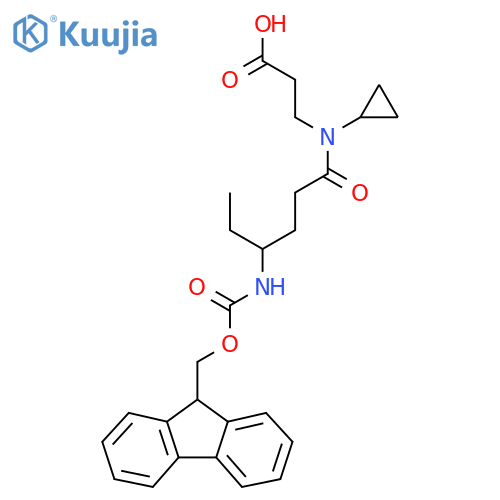 3-N-cyclopropyl-4-({(9H-fluoren-9-yl)methoxycarbonyl}amino)hexanamidopropanoic acid structure
