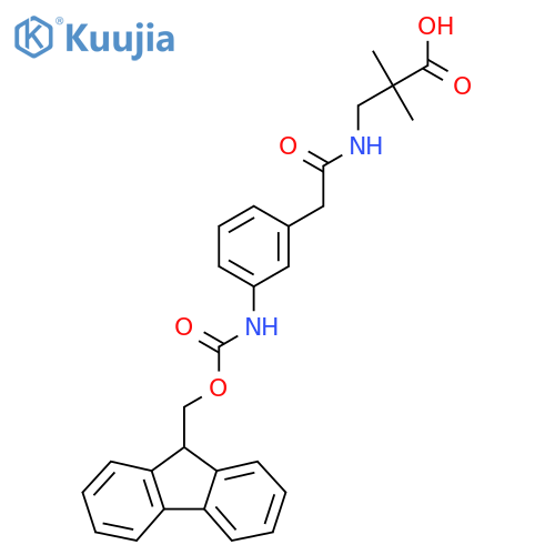 3-{2-3-({(9H-fluoren-9-yl)methoxycarbonyl}amino)phenylacetamido}-2,2-dimethylpropanoic acid structure