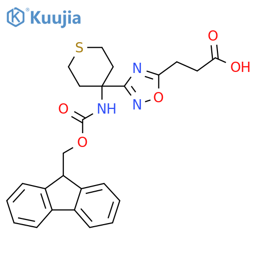 3-{3-4-({(9H-fluoren-9-yl)methoxycarbonyl}amino)thian-4-yl-1,2,4-oxadiazol-5-yl}propanoic acid structure