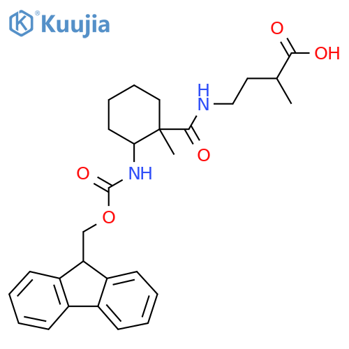 4-{2-({(9H-fluoren-9-yl)methoxycarbonyl}amino)-1-methylcyclohexylformamido}-2-methylbutanoic acid structure