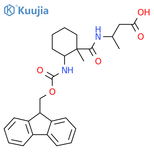 3-{2-({(9H-fluoren-9-yl)methoxycarbonyl}amino)-1-methylcyclohexylformamido}butanoic acid structure