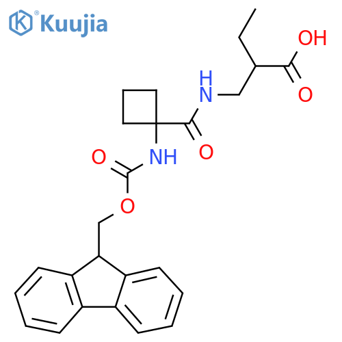 2-({1-({(9H-fluoren-9-yl)methoxycarbonyl}amino)cyclobutylformamido}methyl)butanoic acid structure