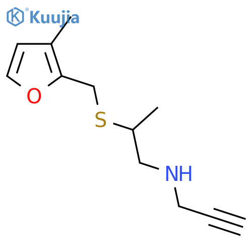 (2-{(3-methylfuran-2-yl)methylsulfanyl}propyl)(prop-2-yn-1-yl)amine structure
