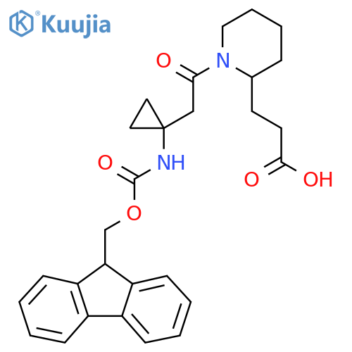 3-(1-{2-1-({(9H-fluoren-9-yl)methoxycarbonyl}amino)cyclopropylacetyl}piperidin-2-yl)propanoic acid structure