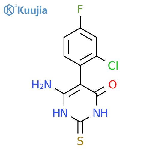 6-amino-5-(2-chloro-4-fluorophenyl)-2-sulfanyl-3,4-dihydropyrimidin-4-one structure