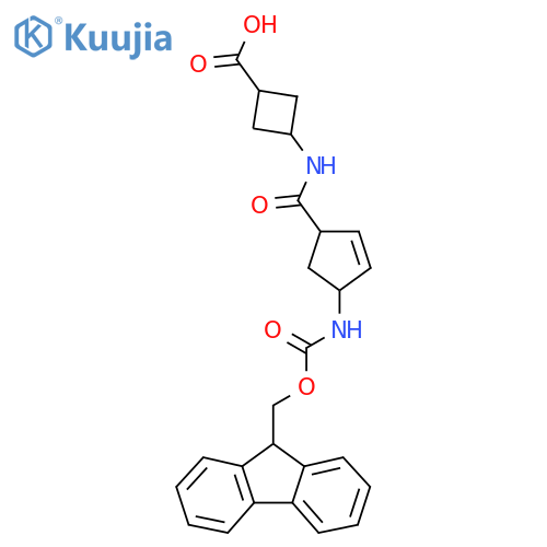 3-4-({(9H-fluoren-9-yl)methoxycarbonyl}amino)cyclopent-2-ene-1-amidocyclobutane-1-carboxylic acid structure
