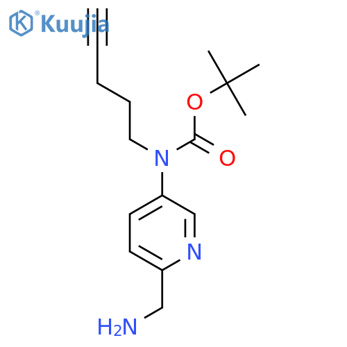 tert-butyl N-6-(aminomethyl)pyridin-3-yl-N-(pent-4-yn-1-yl)carbamate structure