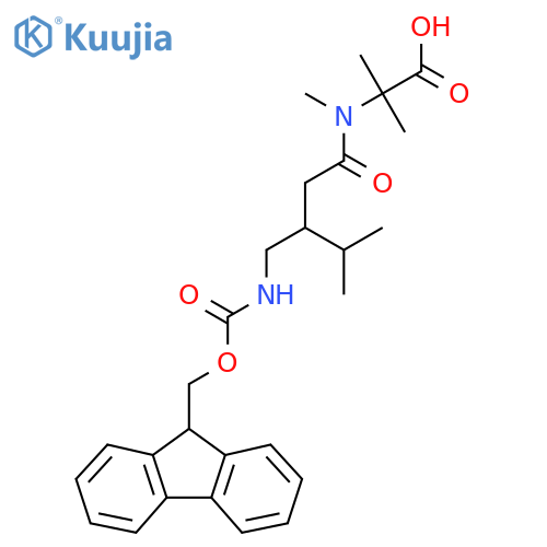 2-{3-({(9H-fluoren-9-yl)methoxycarbonyl}amino)methyl-N,4-dimethylpentanamido}-2-methylpropanoic acid structure