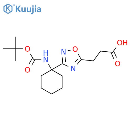 3-3-(1-{(tert-butoxy)carbonylamino}cyclohexyl)-1,2,4-oxadiazol-5-ylpropanoic acid structure