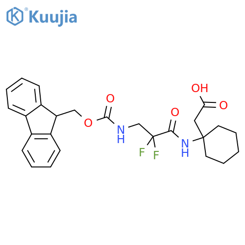 2-{1-3-({(9H-fluoren-9-yl)methoxycarbonyl}amino)-2,2-difluoropropanamidocyclohexyl}acetic acid structure