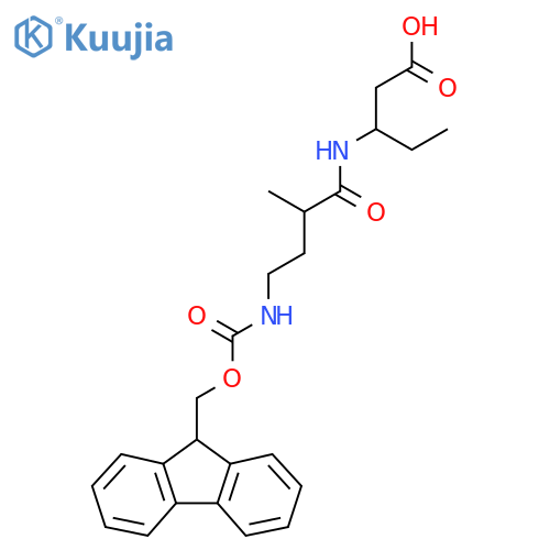 3-4-({(9H-fluoren-9-yl)methoxycarbonyl}amino)-2-methylbutanamidopentanoic acid structure