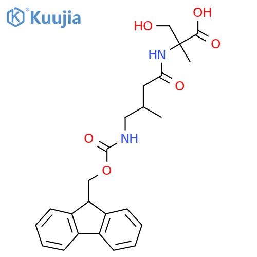 2-4-({(9H-fluoren-9-yl)methoxycarbonyl}amino)-3-methylbutanamido-3-hydroxy-2-methylpropanoic acid structure