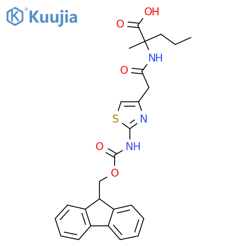 2-{2-2-({(9H-fluoren-9-yl)methoxycarbonyl}amino)-1,3-thiazol-4-ylacetamido}-2-methylpentanoic acid structure