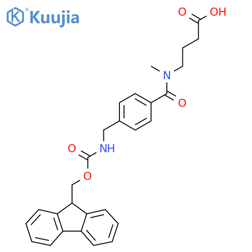 4-(1-{4-({(9H-fluoren-9-yl)methoxycarbonyl}amino)methylphenyl}-N-methylformamido)butanoic acid structure