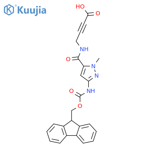 4-{3-({(9H-fluoren-9-yl)methoxycarbonyl}amino)-1-methyl-1H-pyrazol-5-ylformamido}but-2-ynoic acid structure