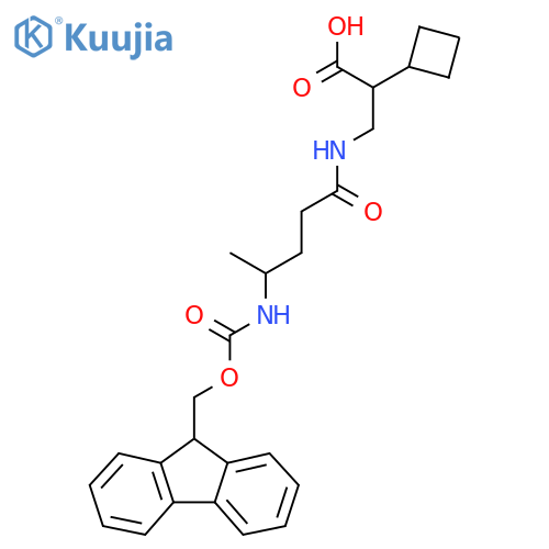 2-cyclobutyl-3-4-({(9H-fluoren-9-yl)methoxycarbonyl}amino)pentanamidopropanoic acid structure