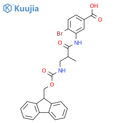 4-bromo-3-3-({(9H-fluoren-9-yl)methoxycarbonyl}amino)-2-methylpropanamidobenzoic acid structure