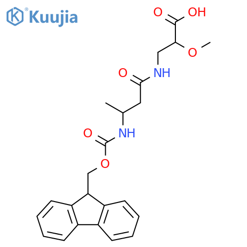 3-3-({(9H-fluoren-9-yl)methoxycarbonyl}amino)butanamido-2-methoxypropanoic acid structure