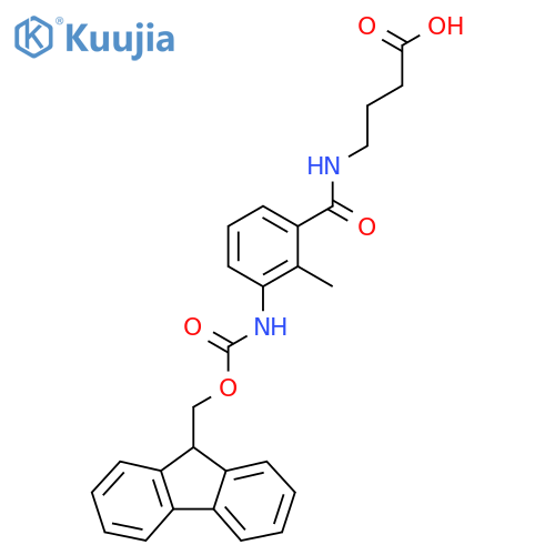 4-{3-({(9H-fluoren-9-yl)methoxycarbonyl}amino)-2-methylphenylformamido}butanoic acid structure