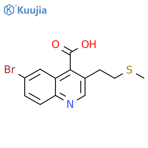 6-bromo-3-2-(methylsulfanyl)ethylquinoline-4-carboxylic acid structure