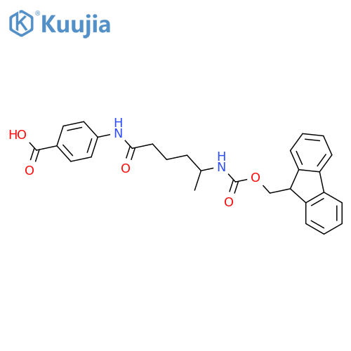 4-5-({(9H-fluoren-9-yl)methoxycarbonyl}amino)hexanamidobenzoic acid structure