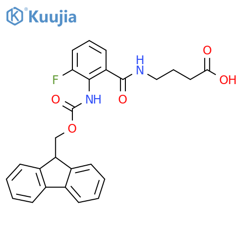 4-{2-({(9H-fluoren-9-yl)methoxycarbonyl}amino)-3-fluorophenylformamido}butanoic acid structure