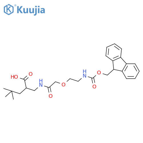 2-({2-2-({(9H-fluoren-9-yl)methoxycarbonyl}amino)ethoxyacetamido}methyl)-4,4-dimethylpentanoic acid structure