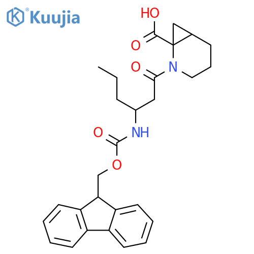 2-3-({(9H-fluoren-9-yl)methoxycarbonyl}amino)hexanoyl-2-azabicyclo4.1.0heptane-1-carboxylic acid structure
